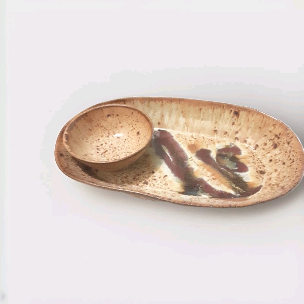 Chip Dip Dish Serving Platter 1 Piece 12x7 Ceramic Pottery Earth tones Southwest